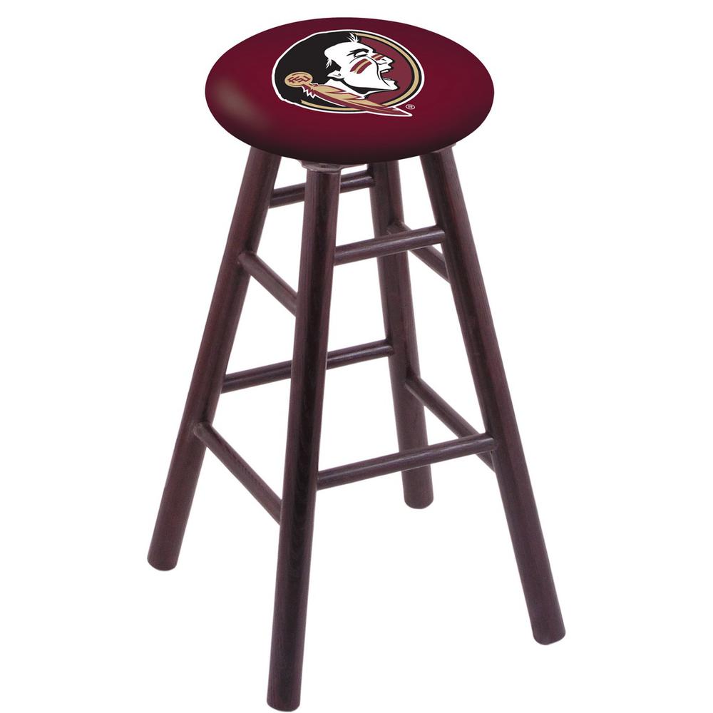 Oak Bar Stool in Dark Cherry Finish with Florida State (Head) Seat. Picture 1