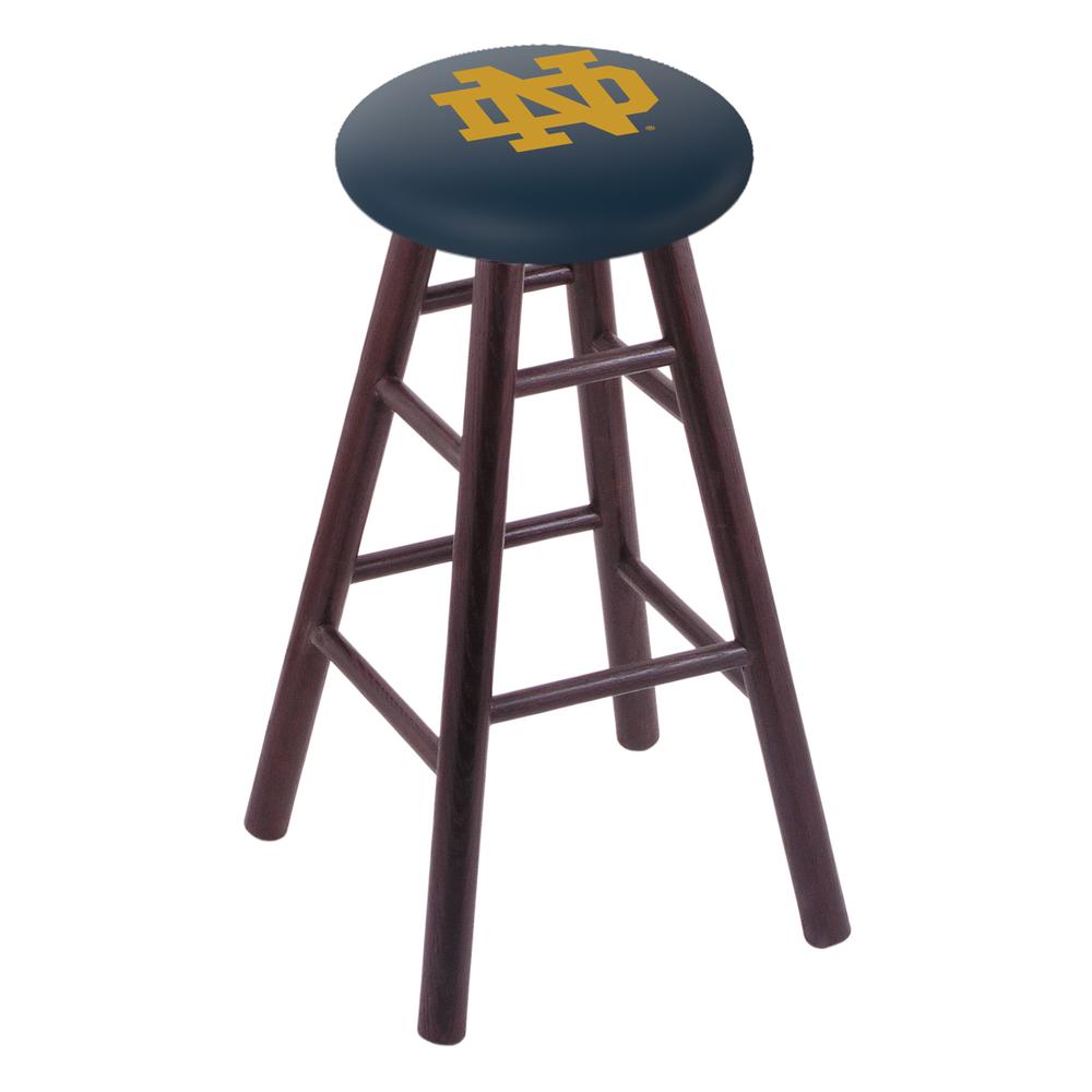 Oak Bar Stool in Dark Cherry Finish with Notre Dame (ND) Seat. Picture 1