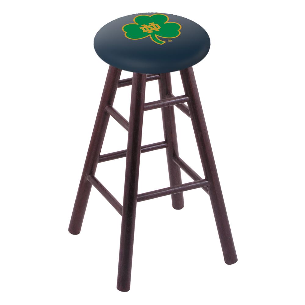Oak Bar Stool in Dark Cherry Finish with Notre Dame (Shamrock) Seat. Picture 1