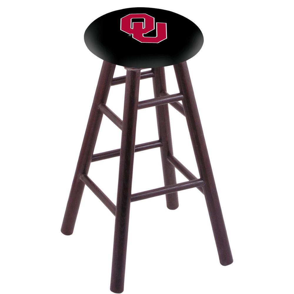 Oak Bar Stool in Dark Cherry Finish with Oklahoma Seat. Picture 1