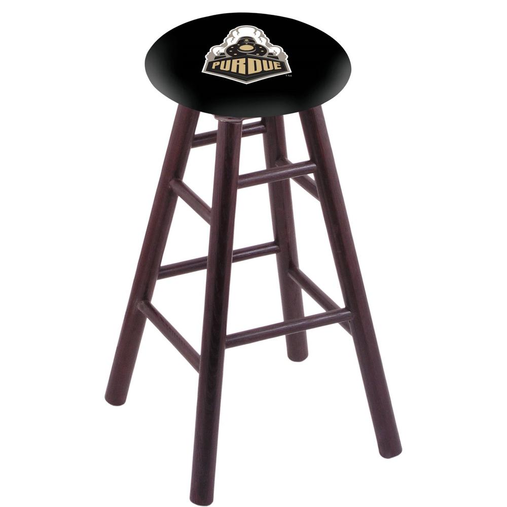Oak Bar Stool in Dark Cherry Finish with Purdue Seat. Picture 1