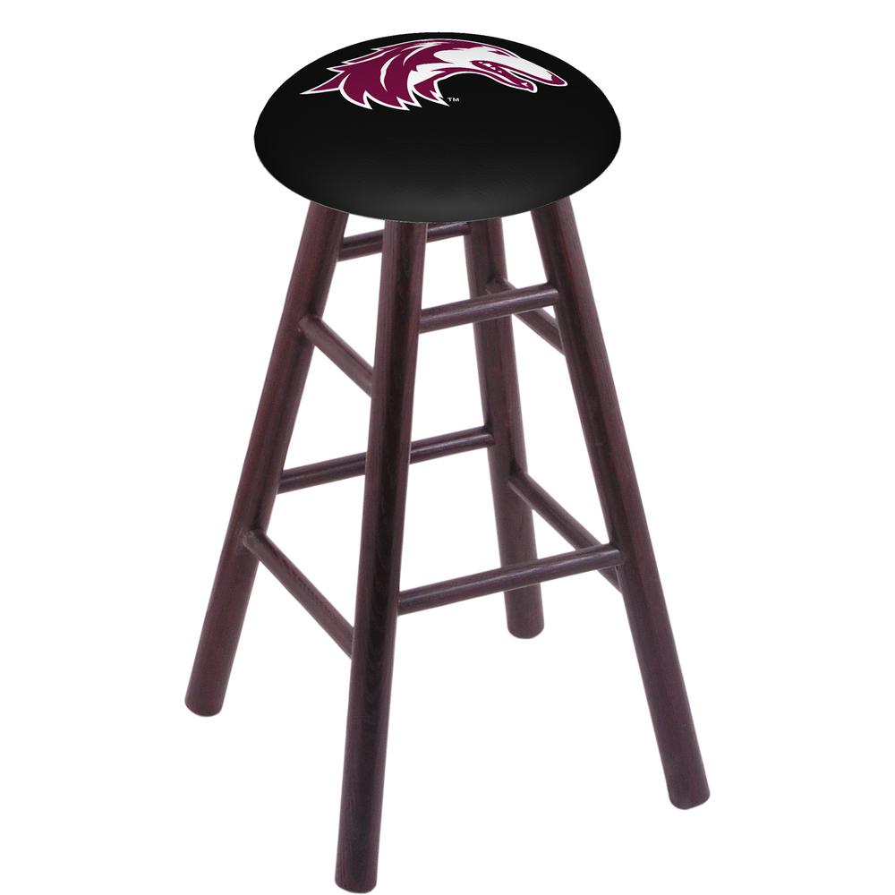 Oak Bar Stool in Dark Cherry Finish with Southern Illinois Seat. Picture 1