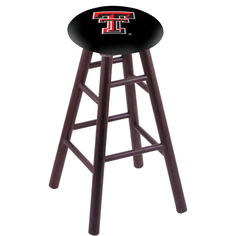 Oak Bar Stool in Dark Cherry Finish with Texas Tech Seat. Picture 1