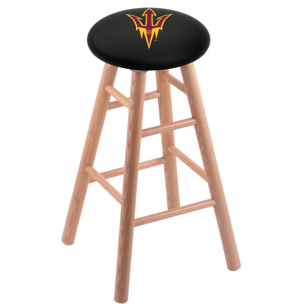 Oak Bar Stool in Natural Finish with Arizona State (Pitchfork) Seat. Picture 1