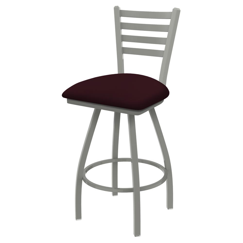 XL 410 Jackie 30" Swivel Bar Stool with Anodized Nickel Finish and Canter Bordeaux Seat. Picture 1