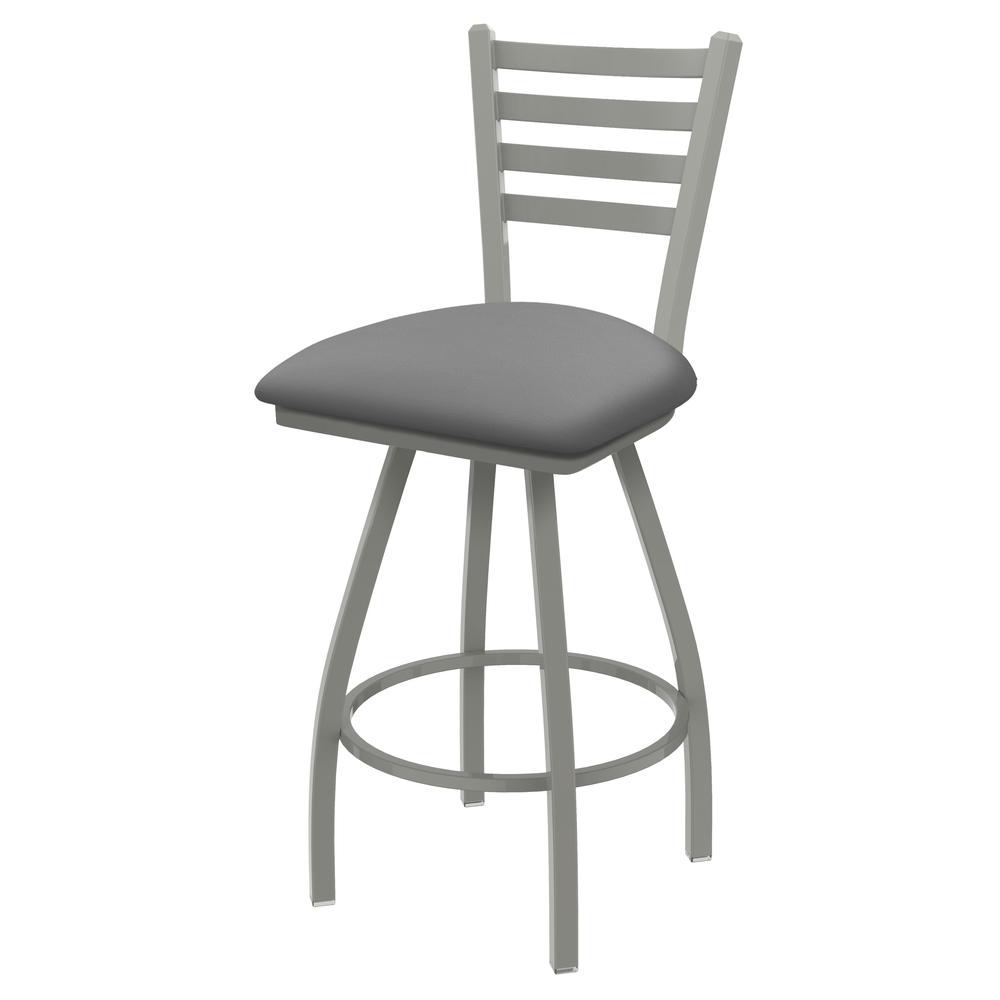 XL 410 Jackie 30" Swivel Bar Stool with Anodized Nickel Finish and Canter Folkstone Grey Seat. Picture 1