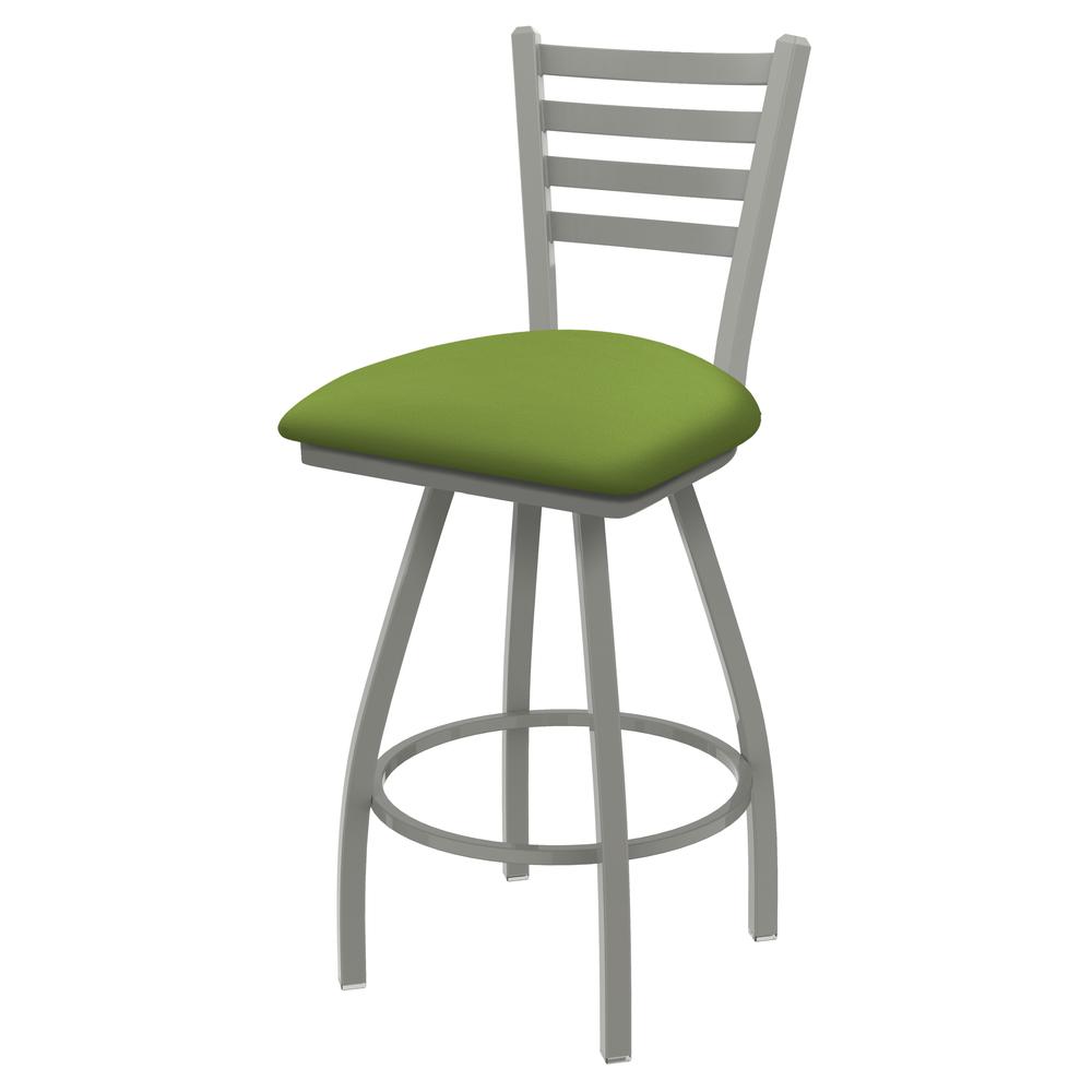 XL 410 Jackie 30" Swivel Bar Stool with Anodized Nickel Finish and Canter Kiwi Green Seat. Picture 1