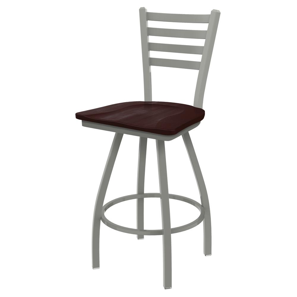XL 410 Jackie 30" Swivel Bar Stool with Anodized Nickel Finish and Dark Cherry Maple Seat. Picture 1