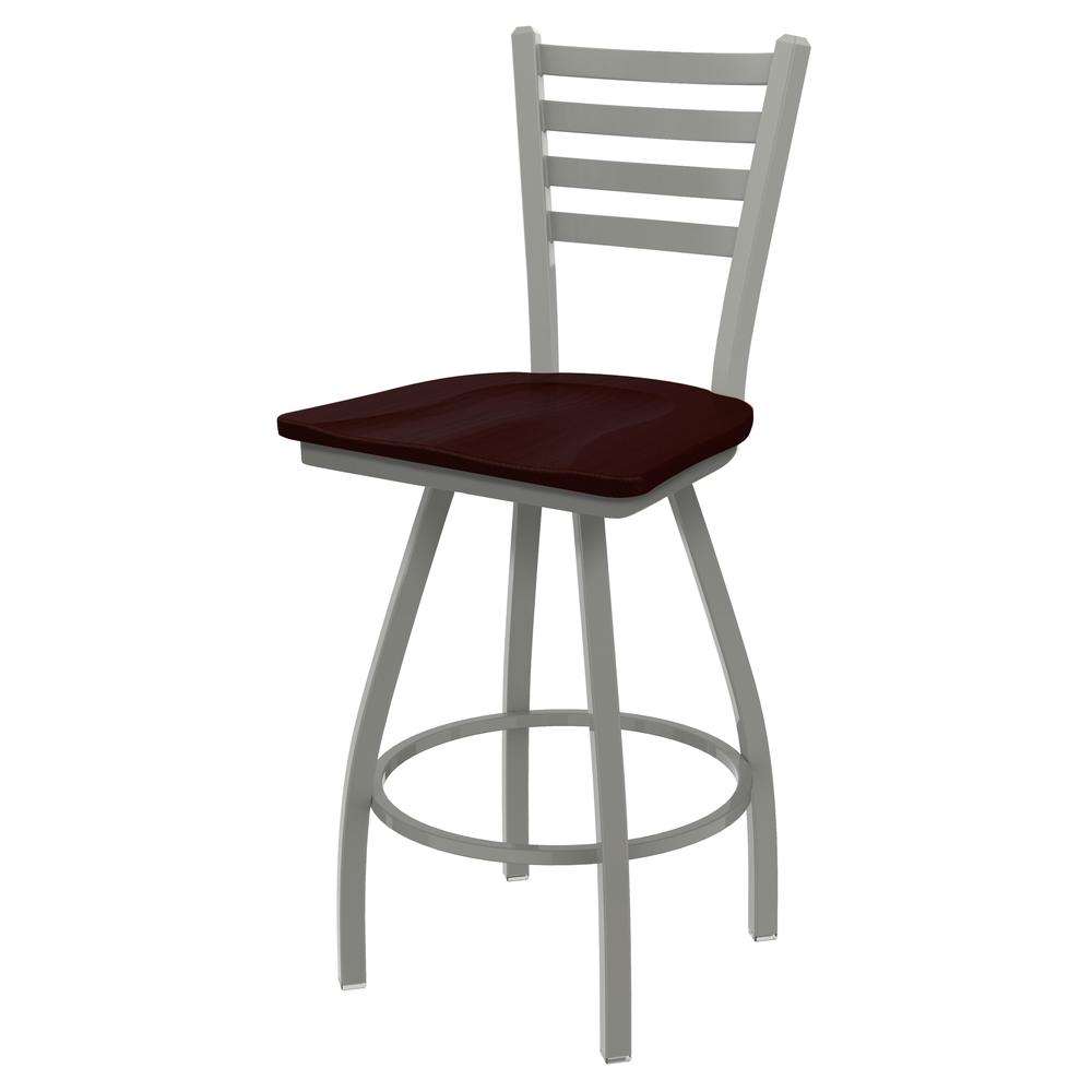 XL 410 Jackie 30" Swivel Bar Stool with Anodized Nickel Finish and Dark Cherry Oak Seat. The main picture.