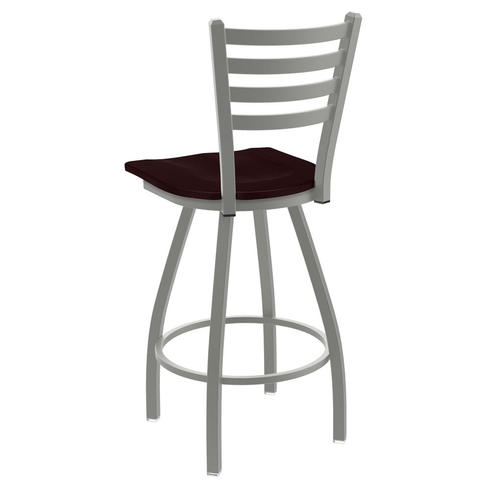 XL 410 Jackie 30" Swivel Bar Stool with Anodized Nickel Finish and Dark Cherry Oak Seat. Picture 3