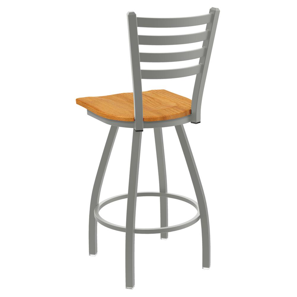 XL 410 Jackie 30" Swivel Bar Stool with Anodized Nickel Finish and Medium Oak Seat. Picture 3