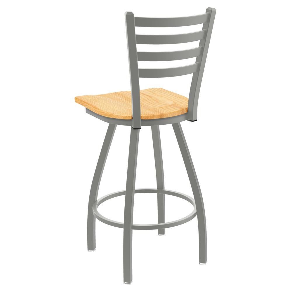 XL 410 Jackie 30" Swivel Bar Stool with Anodized Nickel Finish and Natural Oak Seat. Picture 3
