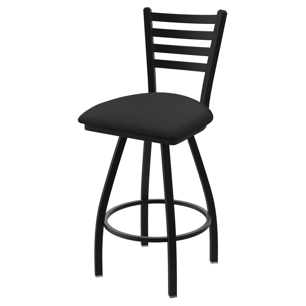 XL 410 Jackie 30" Swivel Bar Stool with Black Wrinkle Finish and Canter Iron Seat. Picture 1