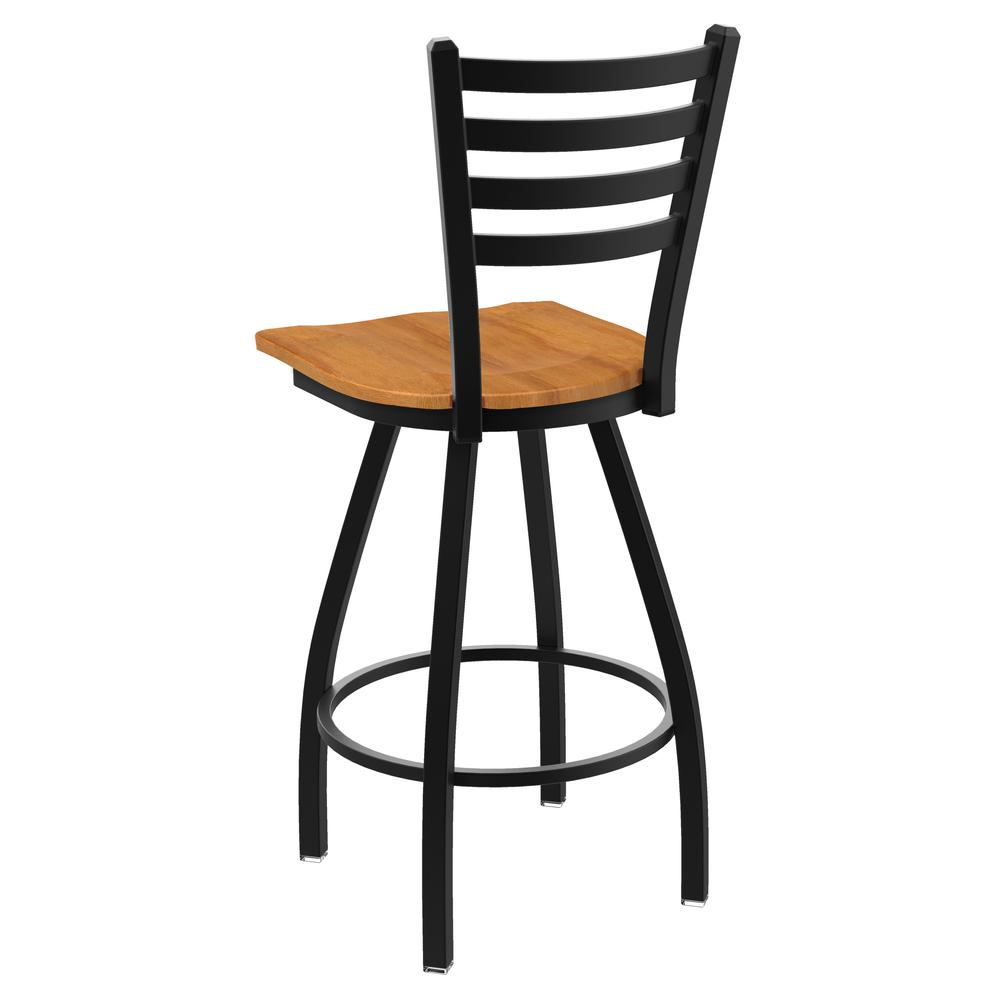 XL 410 Jackie 30" Swivel Bar Stool with Black Wrinkle Finish and Medium Maple Seat. Picture 2