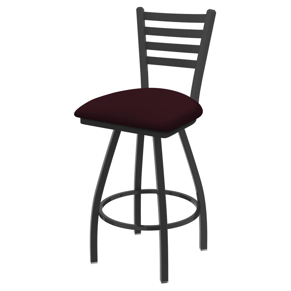 XL 410 Jackie 30" Swivel Bar Stool with Pewter Finish and Canter Bordeaux Seat. Picture 1