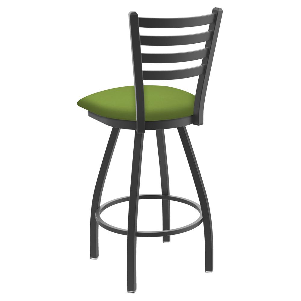 XL 410 Jackie 30" Swivel Bar Stool with Pewter Finish and Canter Kiwi Green Seat. Picture 2