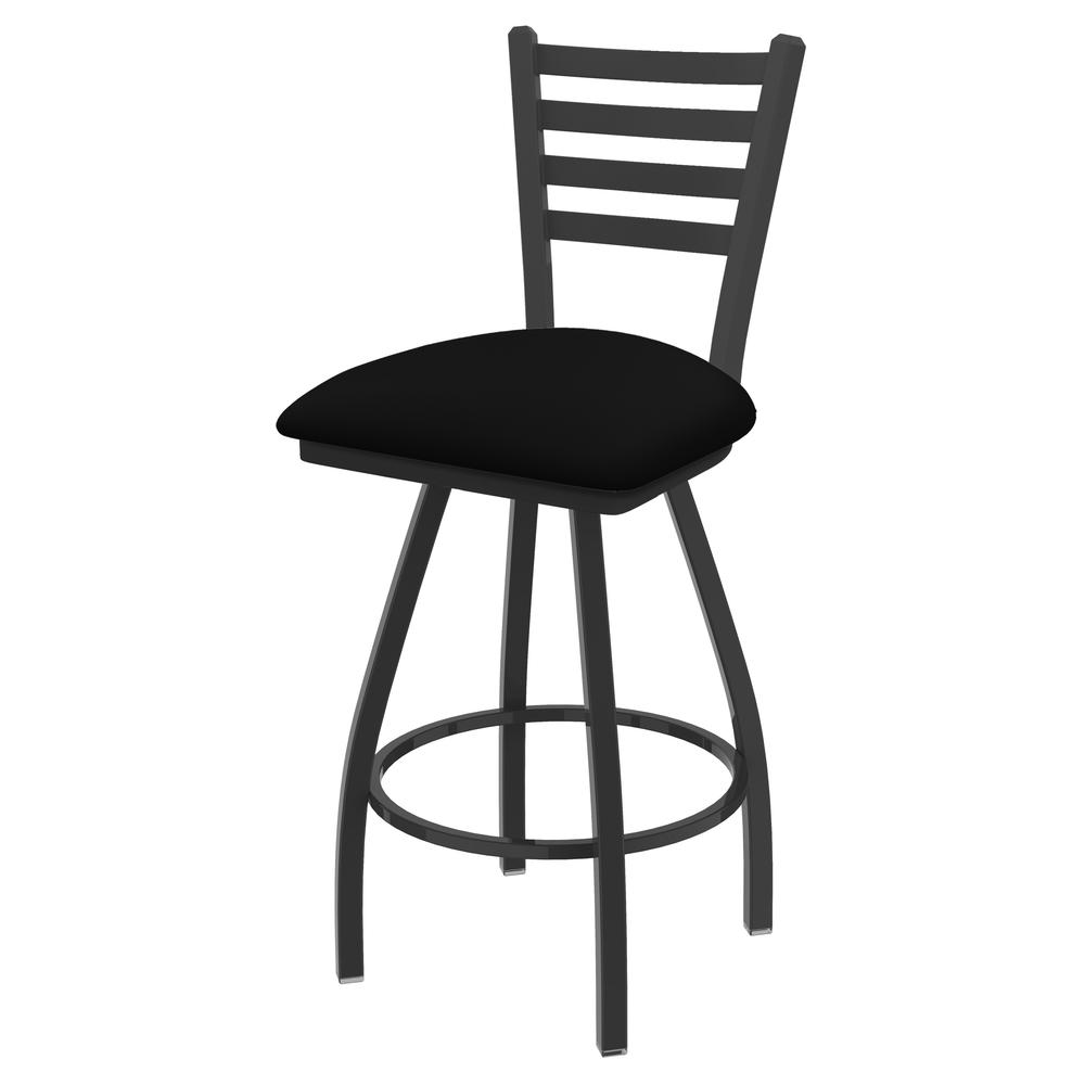 XL 410 Jackie 30" Swivel Bar Stool with Pewter Finish and Black Vinyl Seat. Picture 1