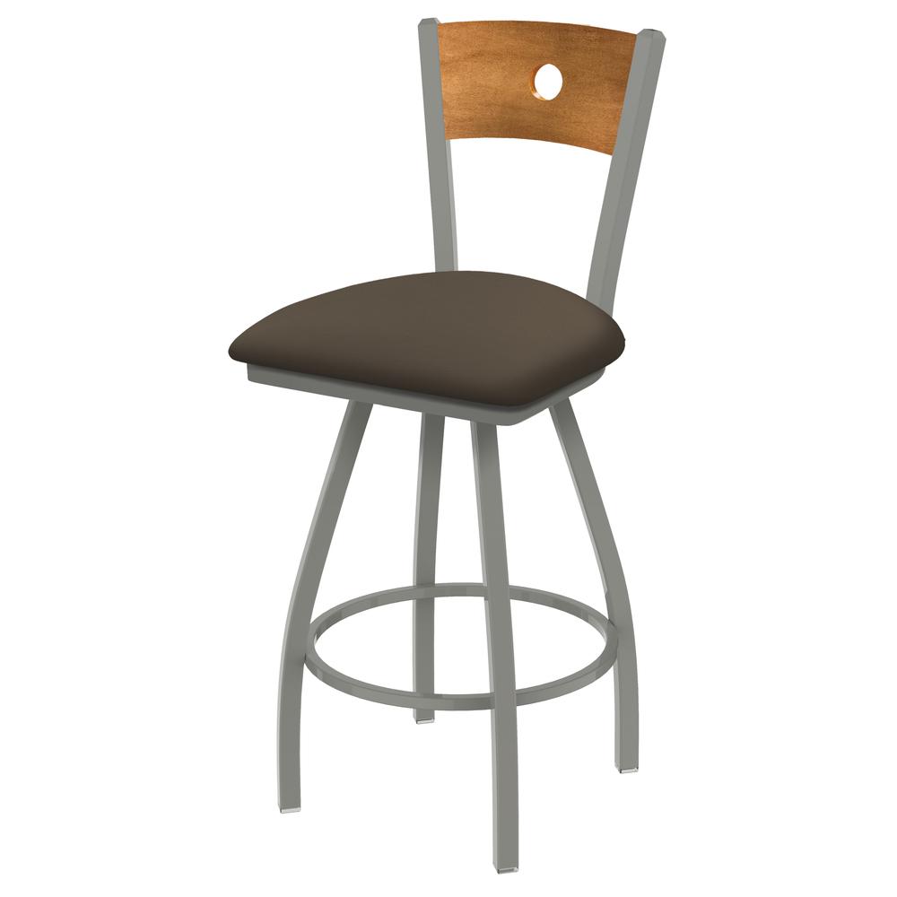 XL 830 Voltaire 25" Swivel Counter Stool with Anodized Nickel Finish, Medium Back, and Canter Earth Seat. Picture 1