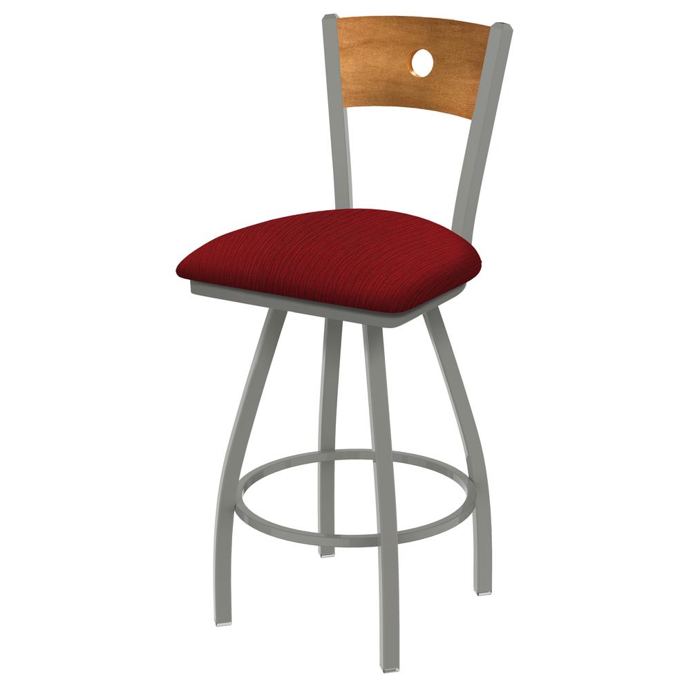 XL 830 Voltaire 30" Swivel Counter Stool with Anodized Nickel Finish, Medium Back, and Graph Ruby Seat. Picture 1