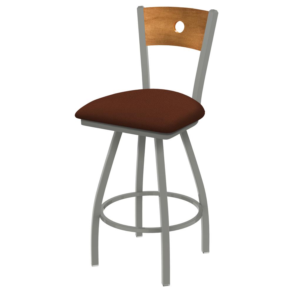 XL 830 Voltaire 25" Swivel Counter Stool with Anodized Nickel Finish, Medium Back, and Rein Adobe Seat. Picture 1