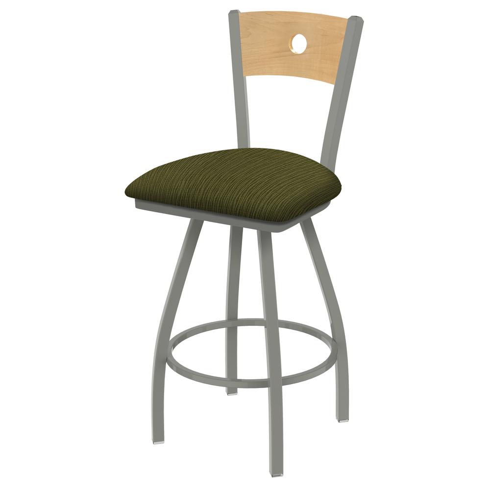XL 830 Voltaire 25" Swivel Counter Stool with Anodized Nickel Finish, Natural Back, and Graph Parrot Seat. Picture 1