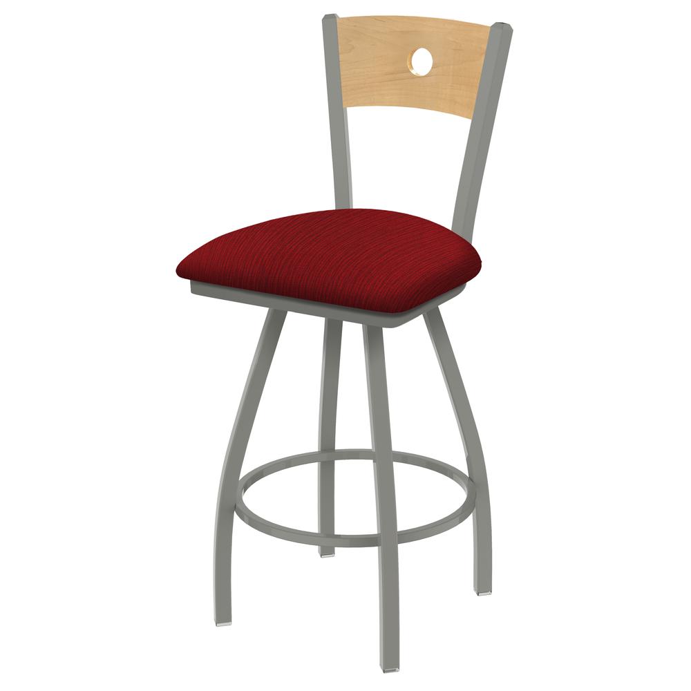 XL 830 Voltaire 25" Swivel Counter Stool with Anodized Nickel Finish, Natural Back, and Graph Ruby Seat. Picture 1