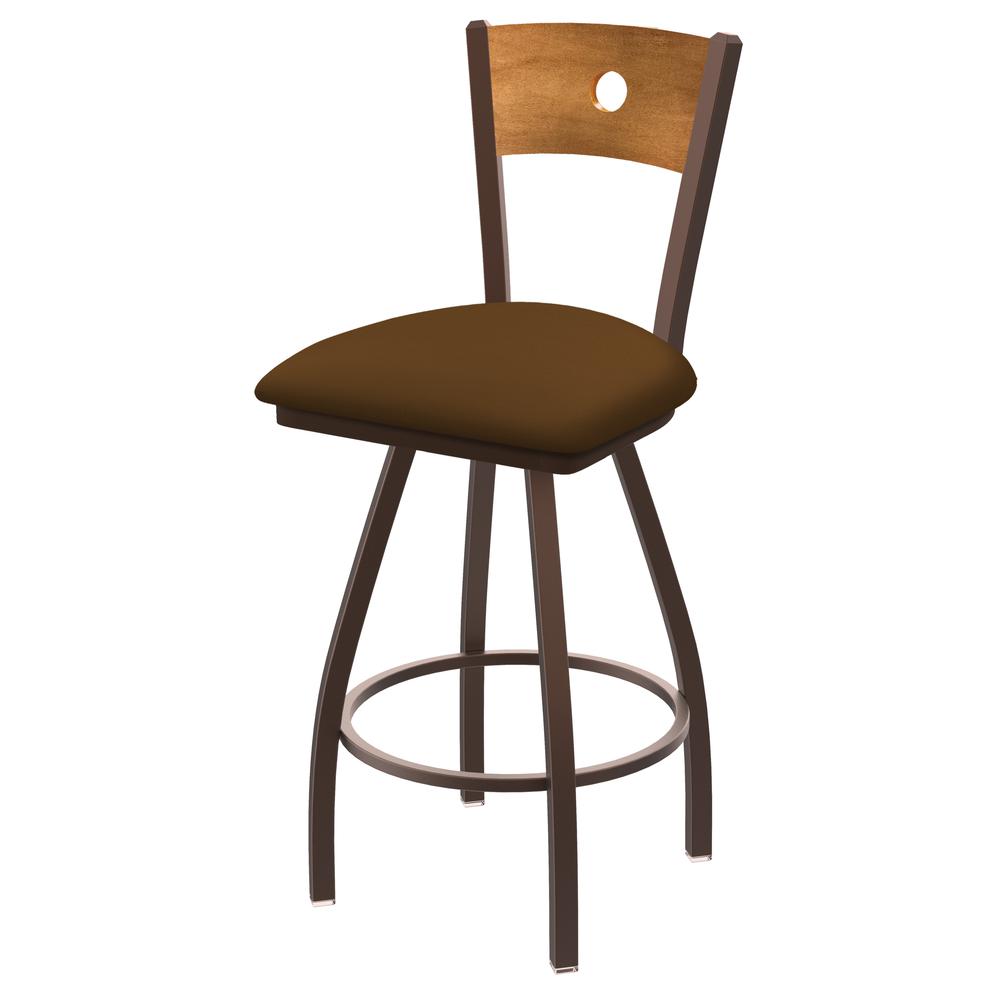 XL 830 Voltaire 30" Swivel Counter Stool with Bronze Finish, Medium Back, and Canter Thatch Seat. Picture 1