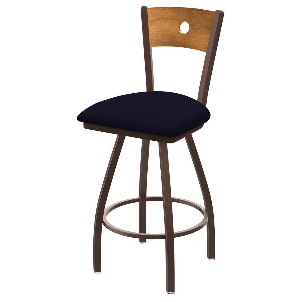 XL 830 Voltaire 30" Swivel Counter Stool with Bronze Finish, Medium Back, and Canter Twilight Seat. Picture 1