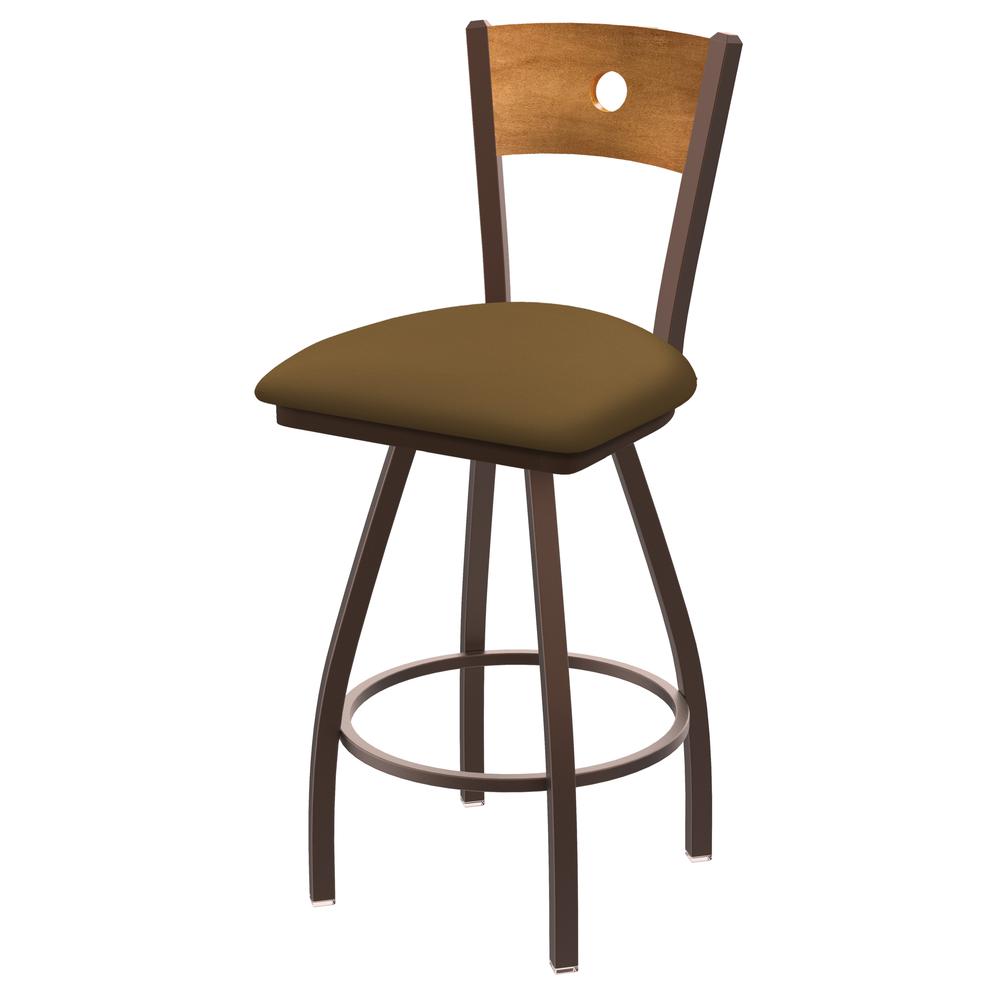 XL 830 Voltaire 30" Swivel Counter Stool with Bronze Finish, Medium Back, and Canter Saddle Seat. Picture 1