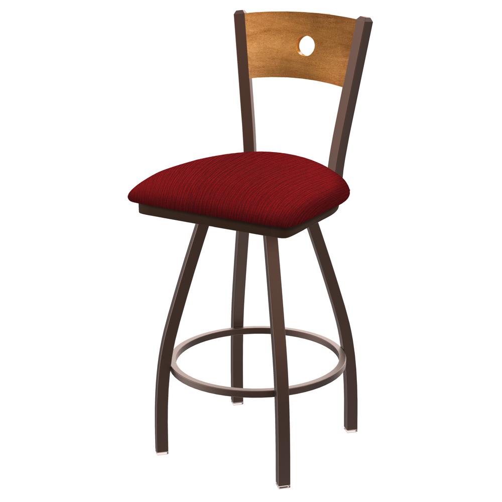 XL 830 Voltaire 30" Swivel Counter Stool with Bronze Finish, Medium Back, and Graph Ruby Seat. Picture 1