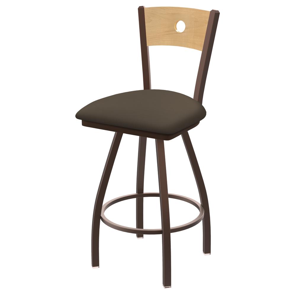 XL 830 Voltaire 30" Swivel Counter Stool with Bronze Finish, Natural Back, and Canter Earth Seat. Picture 1