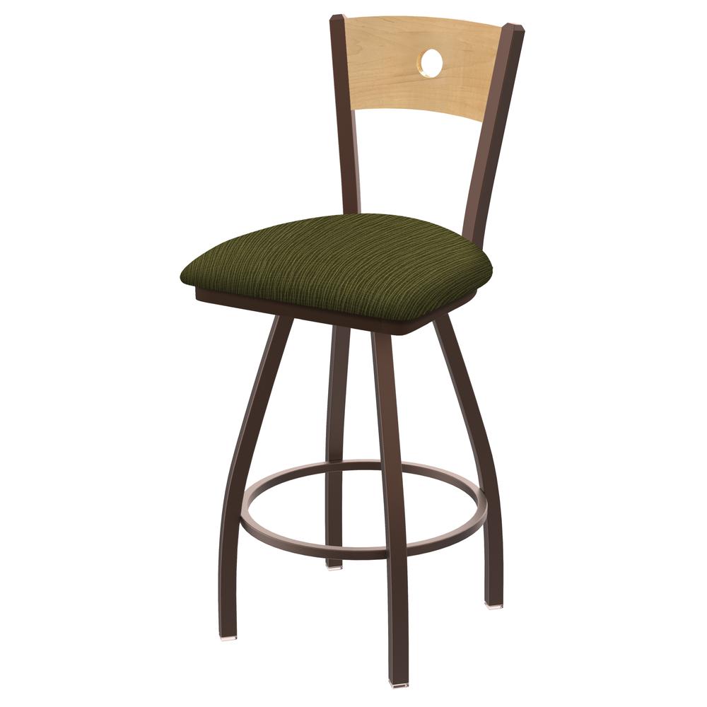 XL 830 Voltaire 30" Swivel Counter Stool with Bronze Finish, Natural Back, and Graph Parrot Seat. Picture 1