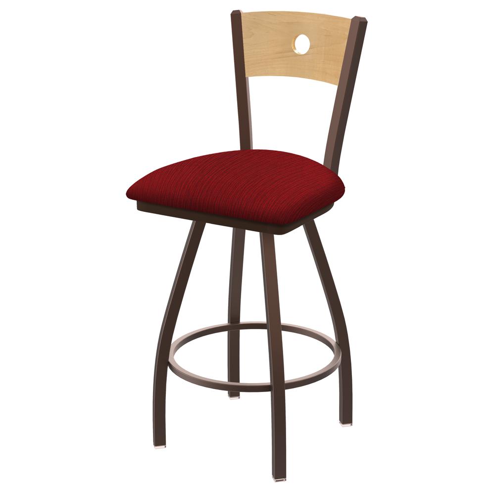 XL 830 Voltaire 25" Swivel Counter Stool with Bronze Finish, Natural Back, and Graph Ruby Seat. Picture 1