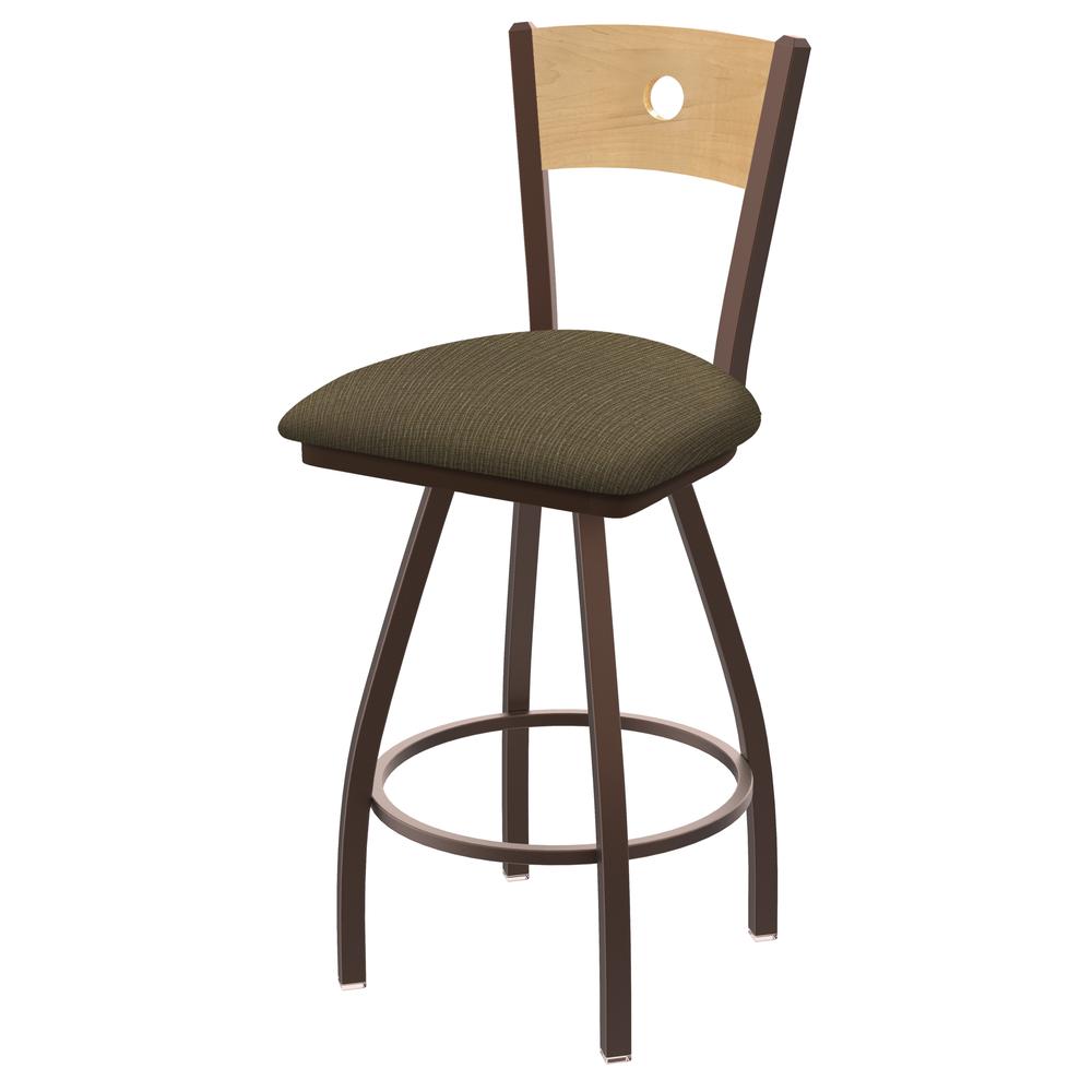XL 830 Voltaire 30" Swivel Counter Stool with Bronze Finish, Natural Back, and Graph Cork Seat. Picture 1