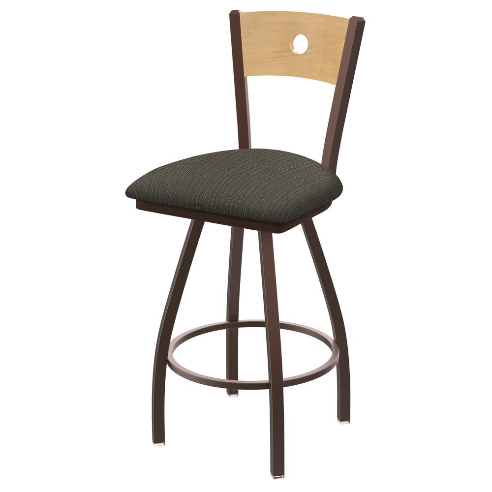XL 830 Voltaire 30" Swivel Counter Stool with Bronze Finish, Natural Back, and Graph Chalice Seat. Picture 1