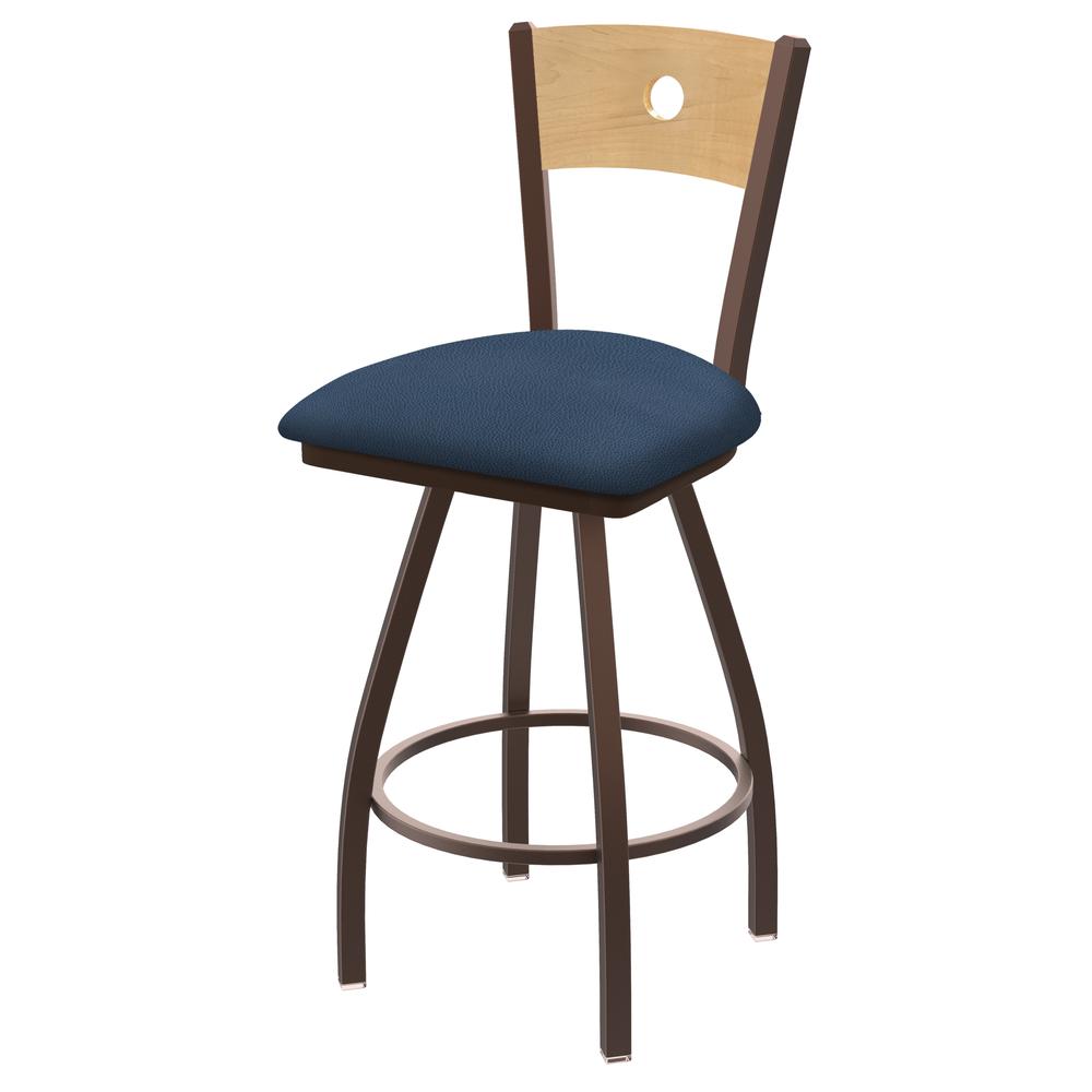 XL 830 Voltaire 25" Swivel Counter Stool with Bronze Finish, Natural Back, and Rein Bay Seat. The main picture.