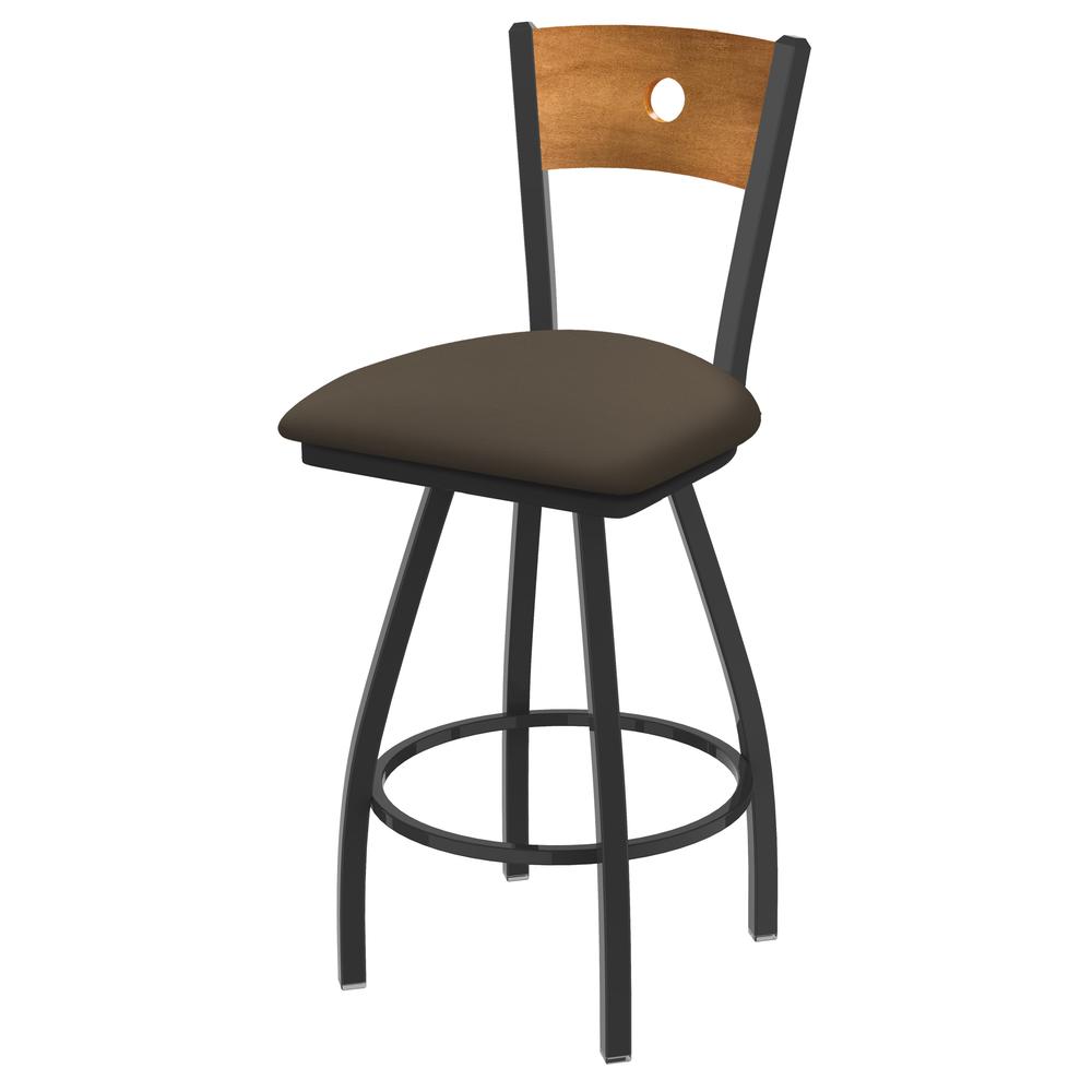 XL 830 Voltaire 30" Swivel Counter Stool with Pewter Finish, Medium Back, and Canter Earth Seat. Picture 1