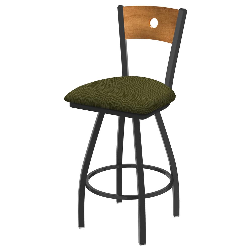 XL 830 Voltaire 25" Swivel Counter Stool with Pewter Finish, Medium Back, and Graph Parrot Seat. The main picture.