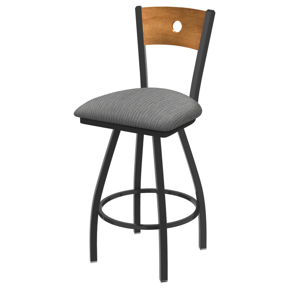 XL 830 Voltaire 30" Swivel Counter Stool with Pewter Finish, Medium Back, and Graph Alpine Seat. Picture 1