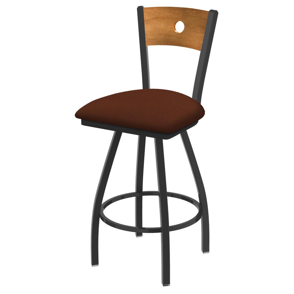 XL 830 Voltaire 30" Swivel Counter Stool with Pewter Finish, Medium Back, and Rein Adobe Seat. Picture 1