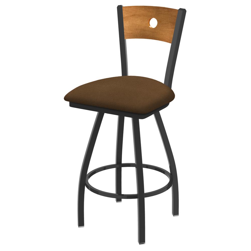 XL 830 Voltaire 30" Swivel Counter Stool with Pewter Finish, Medium Back, and Rein Thatch Seat. Picture 1