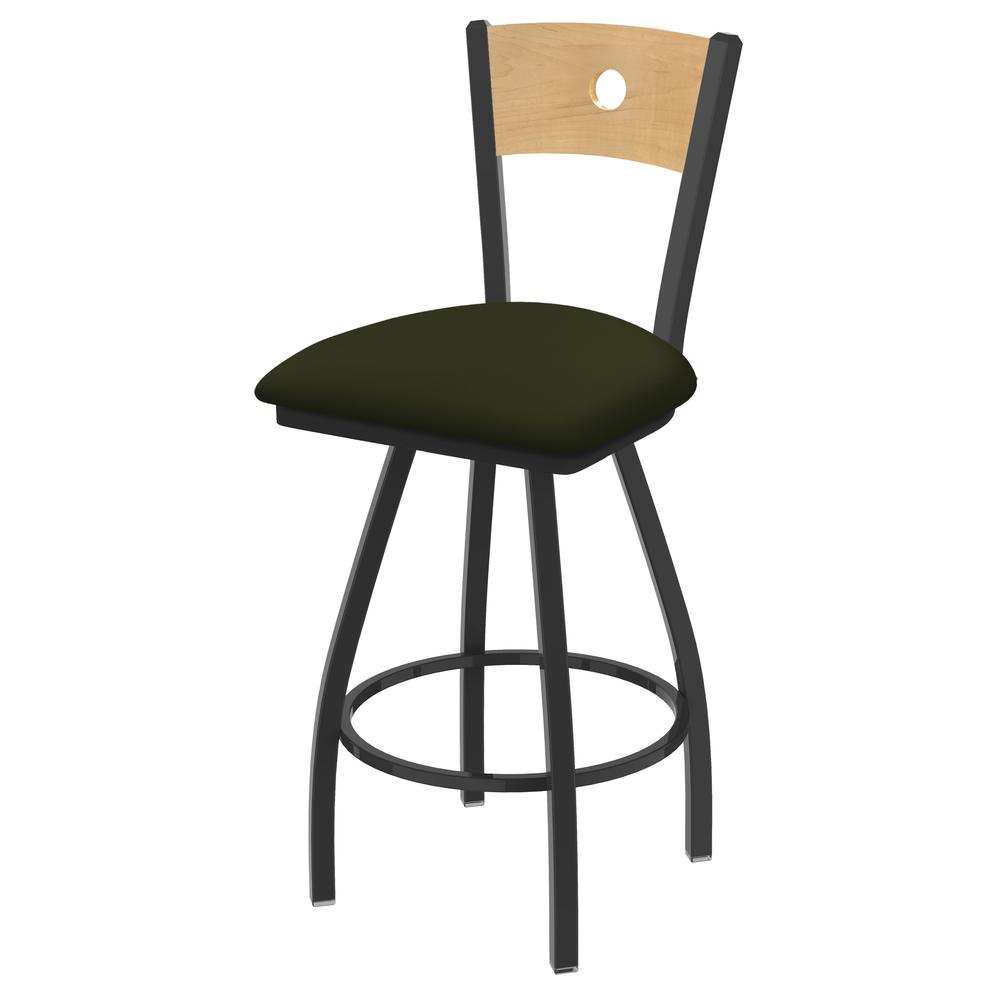XL 830 Voltaire 25" Swivel Counter Stool with Pewter Finish, Natural Back, and Canter Pine Seat. Picture 1