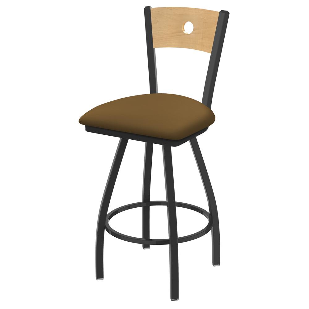 XL 830 Voltaire 25" Swivel Counter Stool with Pewter Finish, Natural Back, and Canter Saddle Seat. The main picture.