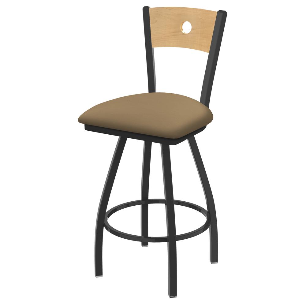 XL 830 Voltaire 25" Swivel Counter Stool with Pewter Finish, Natural Back, and Canter Sand Seat. The main picture.