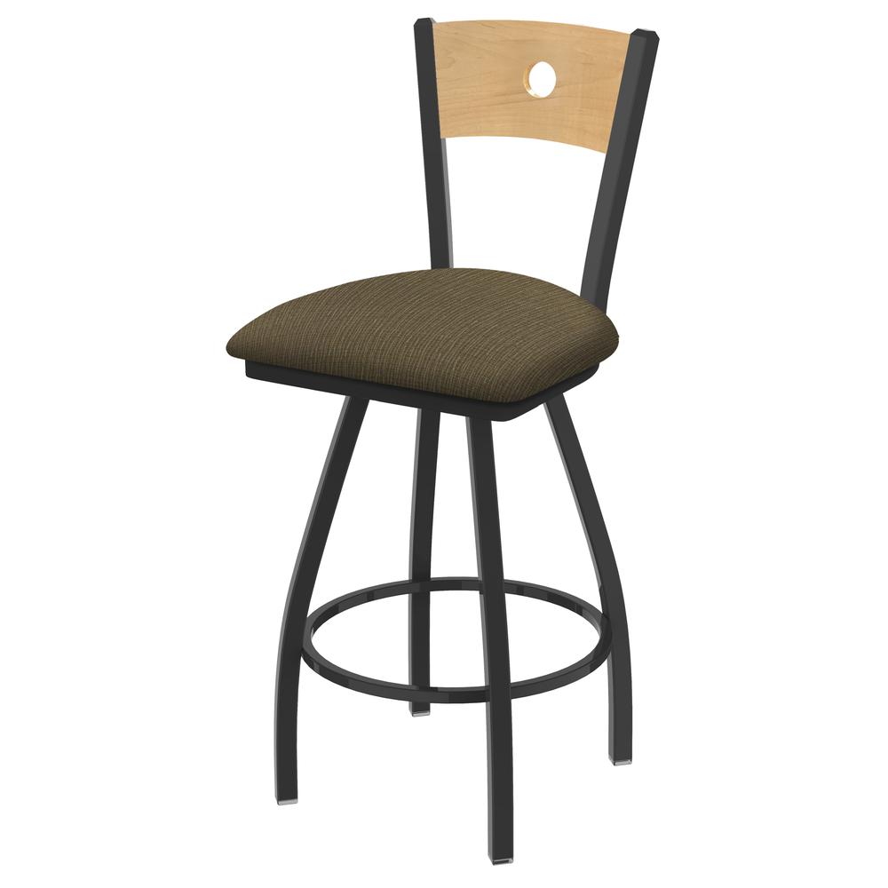 XL 830 Voltaire 30" Swivel Counter Stool with Pewter Finish, Natural Back, and Graph Cork Seat. Picture 1