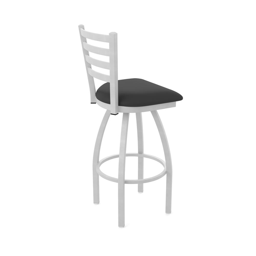 410 Jackie 36" Swivel Bar Stool with Anodized Nickel Finish and Black Vinyl Seat. Picture 3