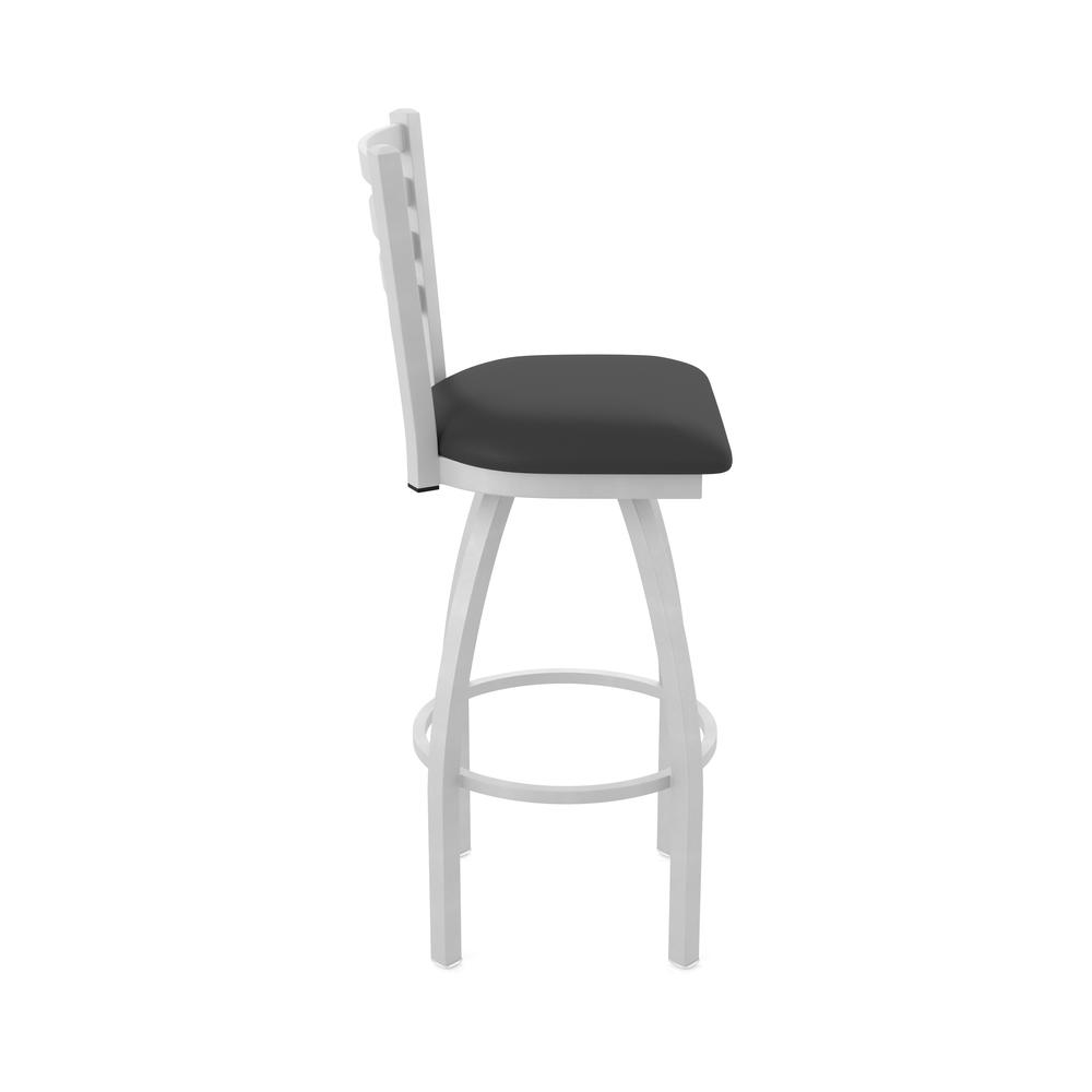410 Jackie 36" Swivel Bar Stool with Anodized Nickel Finish and Black Vinyl Seat. Picture 4