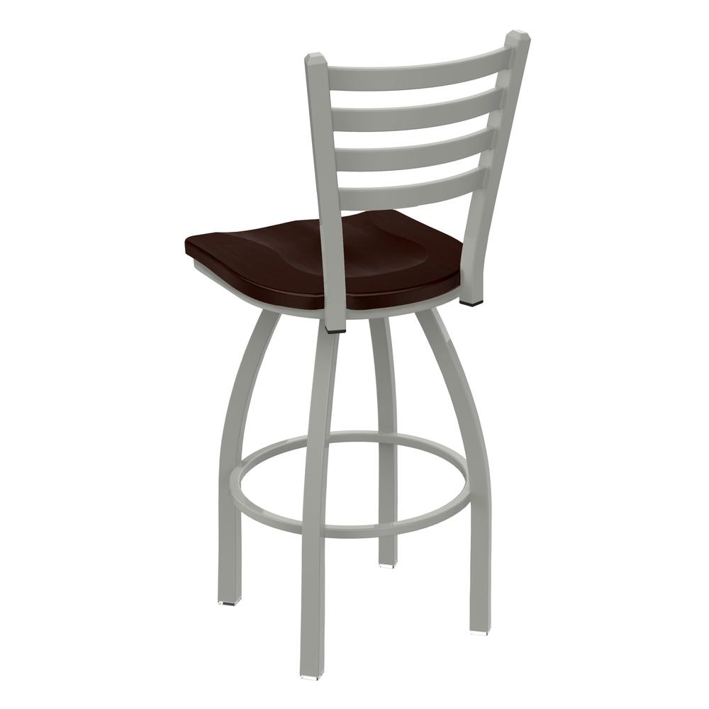 410 Jackie 36" Swivel Bar Stool with Anodized Nickel Finish and Dark Cherry Maple Seat. Picture 3
