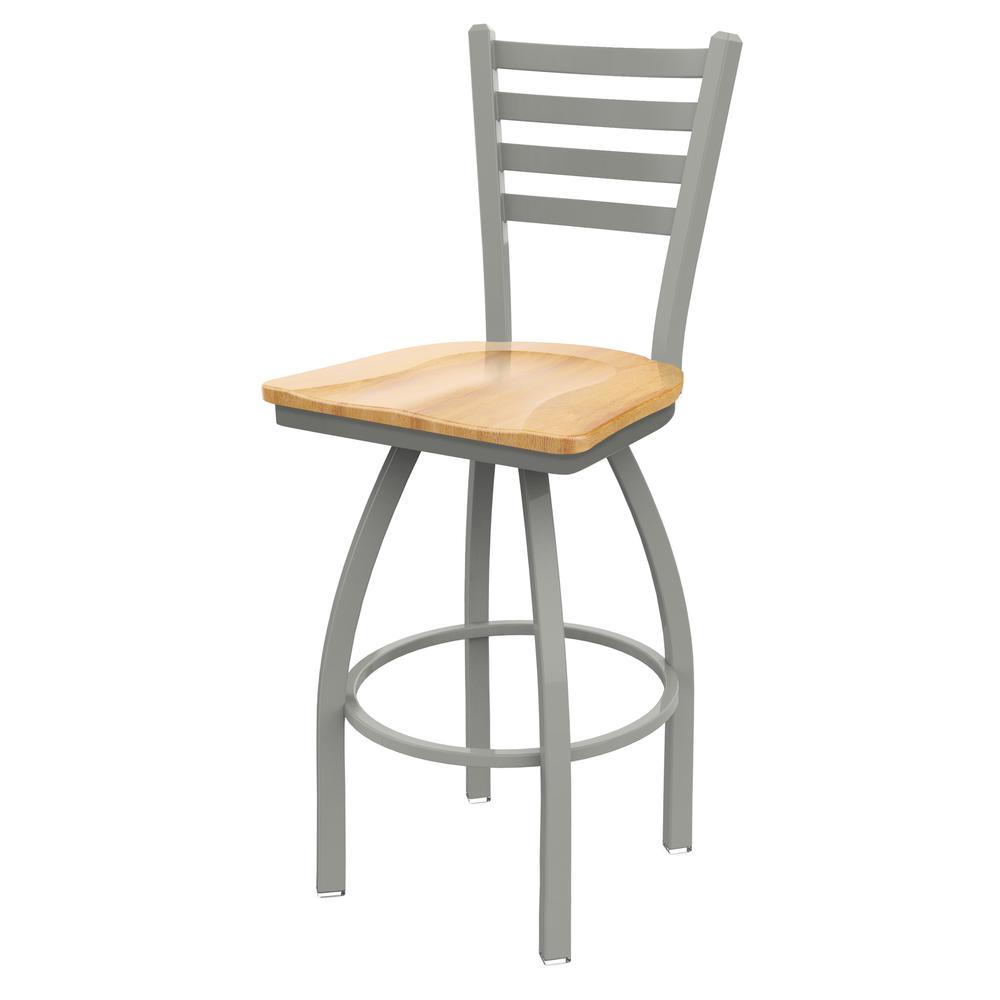 410 Jackie 36" Swivel Bar Stool with Anodized Nickel Finish and Natural Maple Seat. Picture 1
