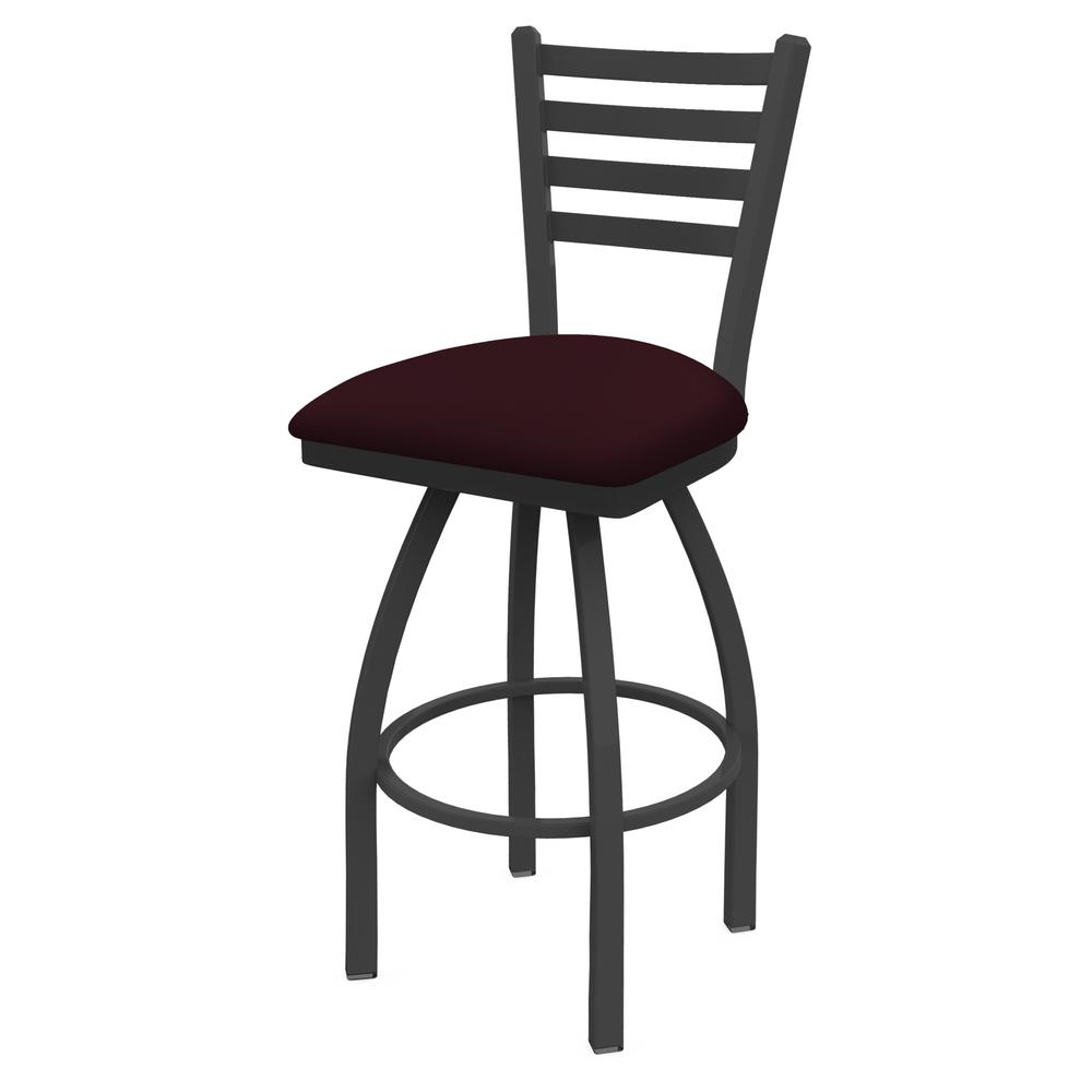 410 Jackie 36" Swivel Bar Stool with Pewter Finish and Canter Bordeaux Seat. Picture 1